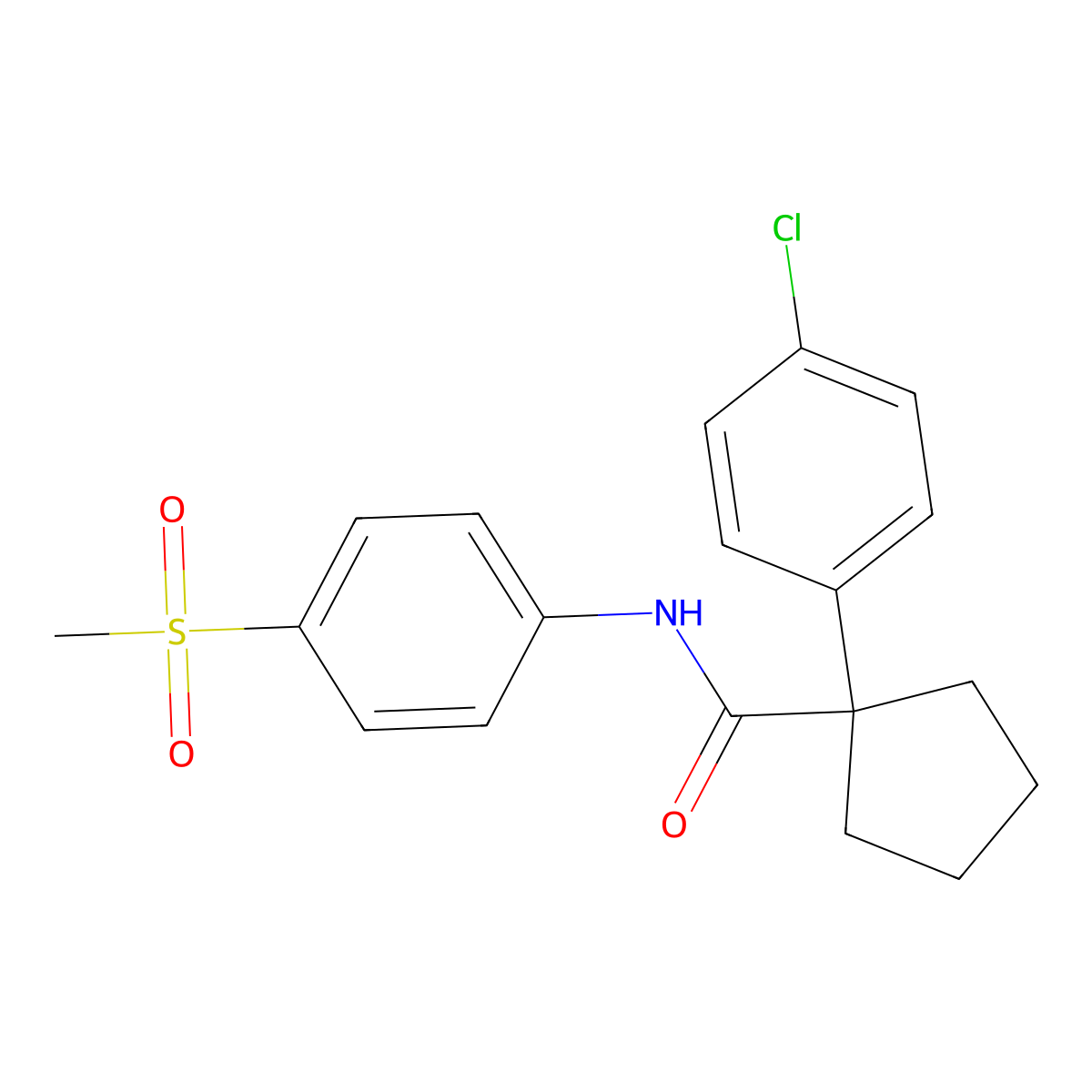 1-(4-chlorophenyl)-N-(4-(methylsulfonyl)phenyl)cyclopentanecarboxamide molecular structure, CAS 1171966-07-6