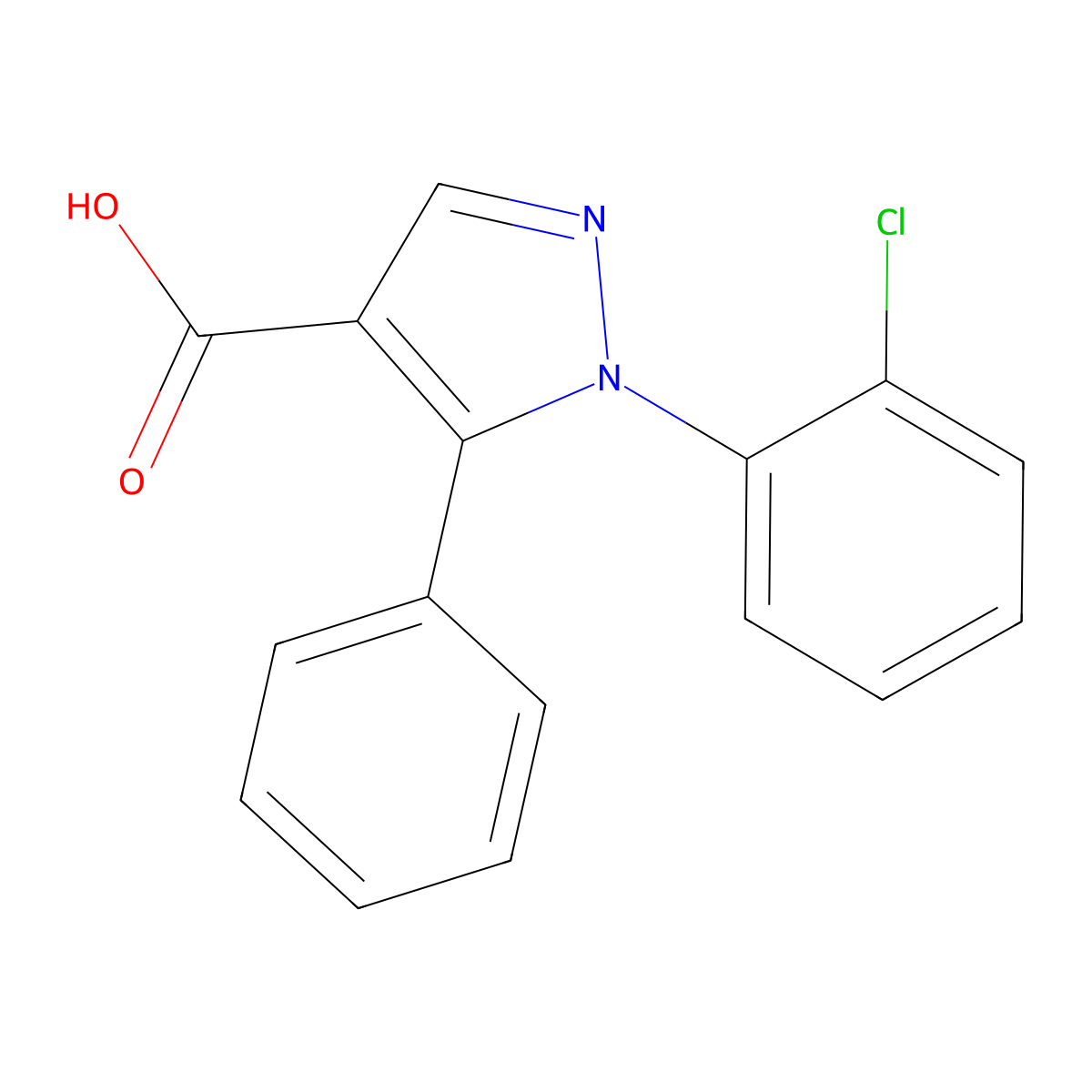 1H-Pyrazole-4-carboxylic acid, 1-(2-chlorophenyl)-5-phenyl- molecular structure, CAS 1171970-88-9