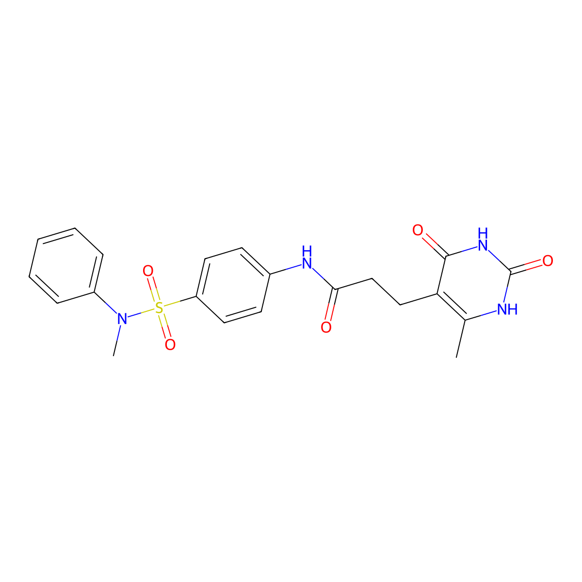 3-(6-methyl-2,4-dioxo-1,2,3,4-tetrahydropyrimidin-5-yl)-N-(4-(N-methyl-N-phenylsulfamoyl)phenyl)propanamide molecular structure, CAS 1171975-73-7