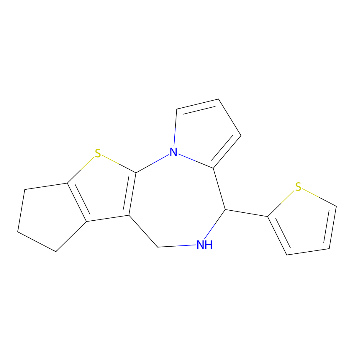 4-(2-Thienyl)-5,6,8,9-tetrahydro-4H,7H-cyclopenta[4,5]thieno[3,2-f]pyrrolo[1,2-a][1,4]diazepine molecular structure, CAS 1171976-97-8