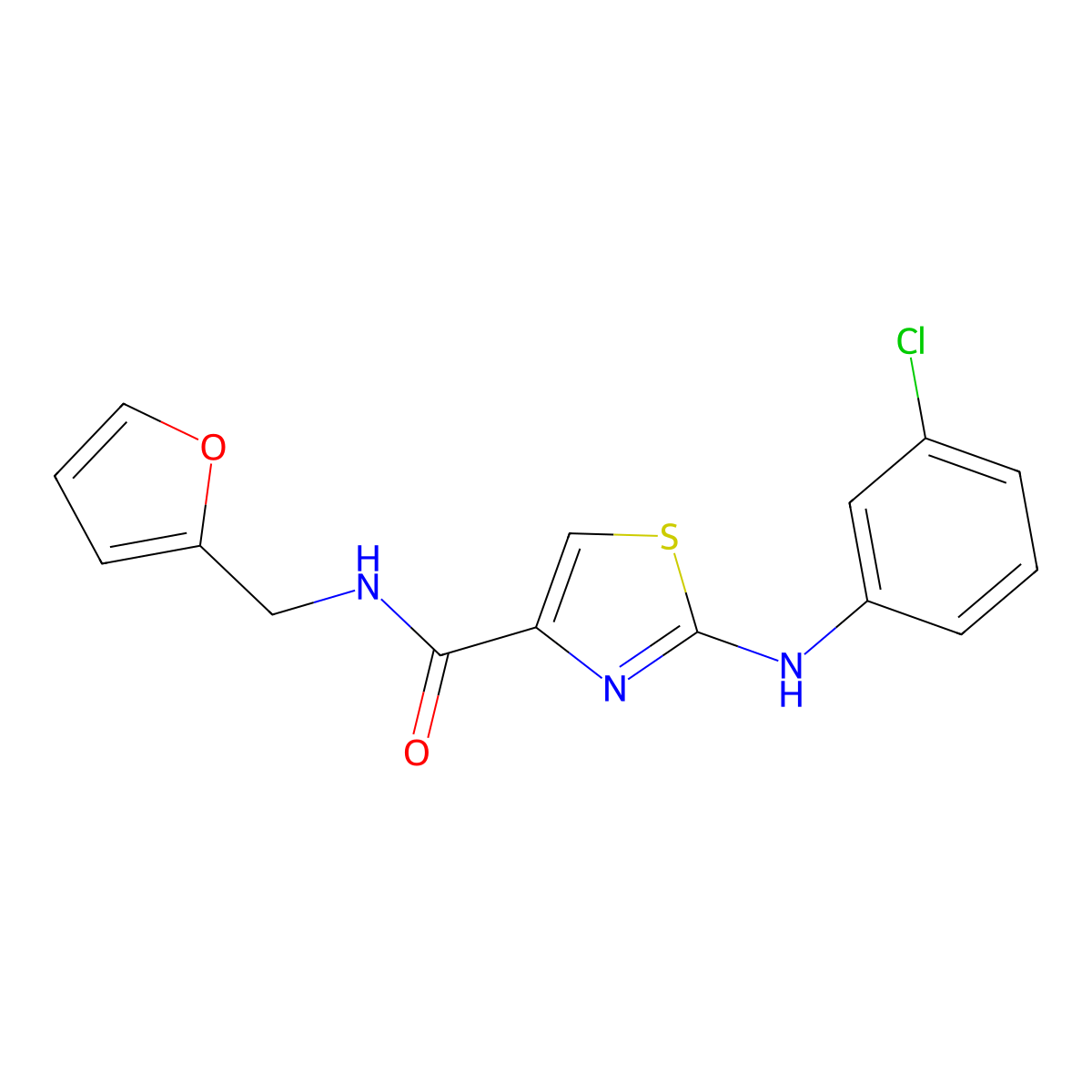 2-((3-chlorophenyl)amino)-N-(furan-2-ylmethyl)thiazole-4-carboxamide molecular structure, CAS 1171977-71-1