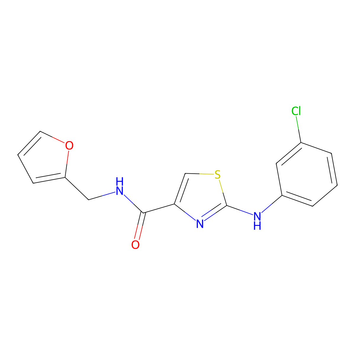2-((3-chlorophenyl)amino)-N-(furan-2-ylmethyl)thiazole-4-carboxamide molecular structure, CAS 1171977-71-1