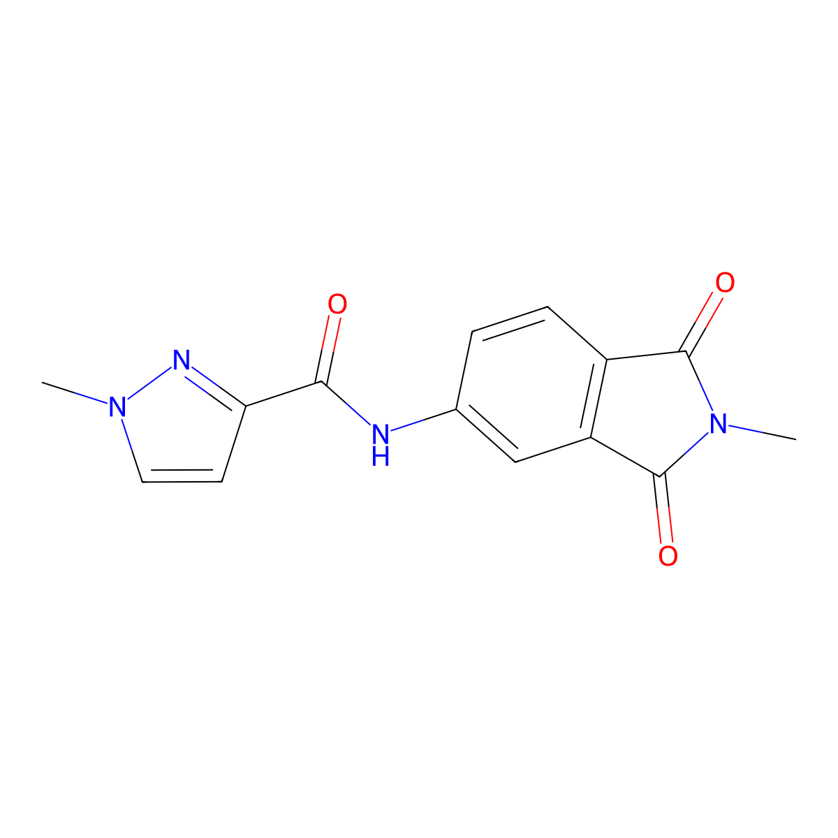 1-methyl-N-(2-methyl-1,3-dioxo-2,3-dihydro-1H-isoindol-5-yl)-1H-pyrazole-3-carboxamide molecular structure, CAS 1171977-93-7