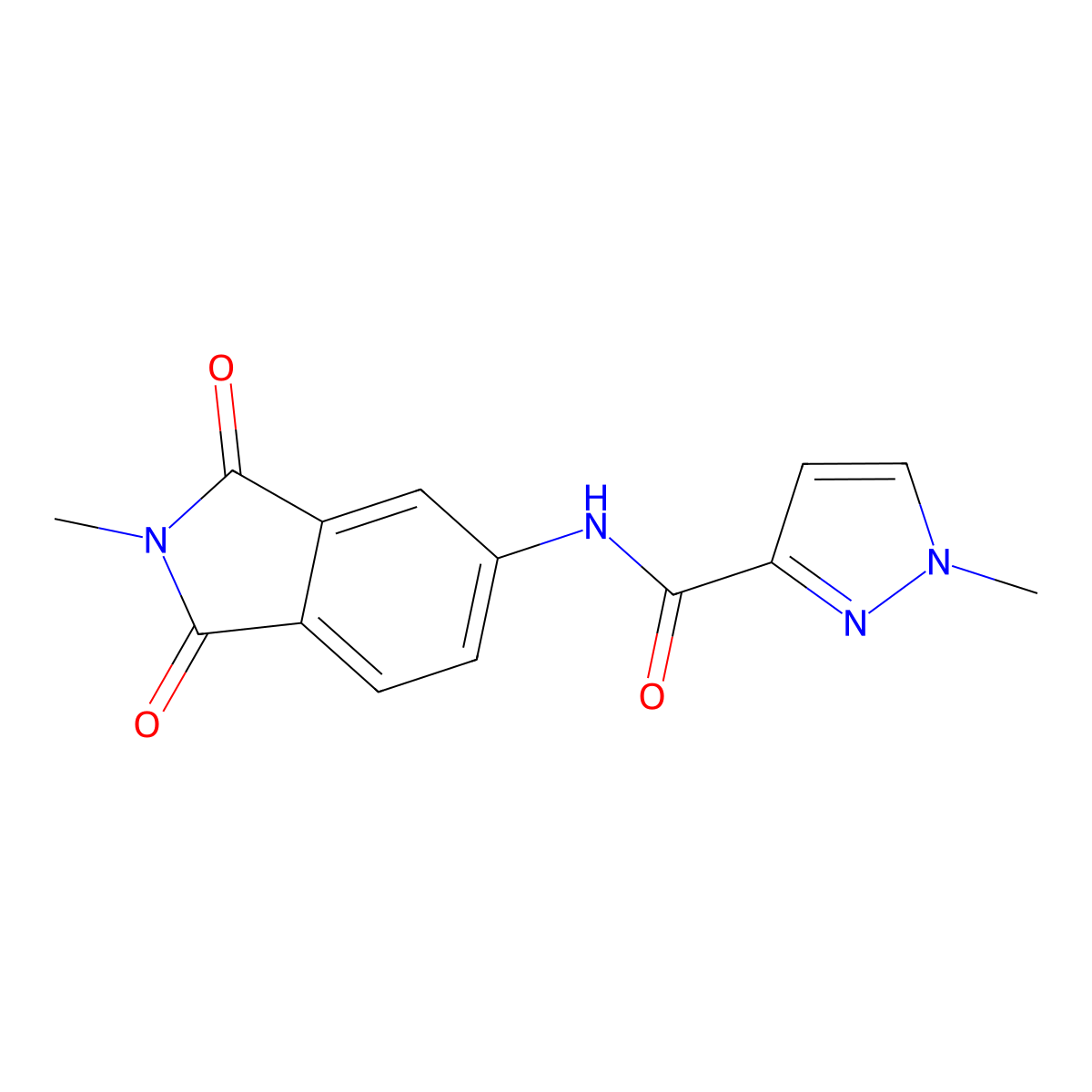 1-methyl-N-(2-methyl-1,3-dioxo-2,3-dihydro-1H-isoindol-5-yl)-1H-pyrazole-3-carboxamide molecular structure, CAS 1171977-93-7