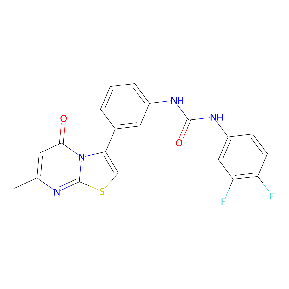 1-(3,4-difluorophenyl)-3-(3-(7-methyl-5-oxo-5H-thiazolo[3,2-a]pyrimidin-3-yl)phenyl)urea molecular structure, CAS 1171979-58-0