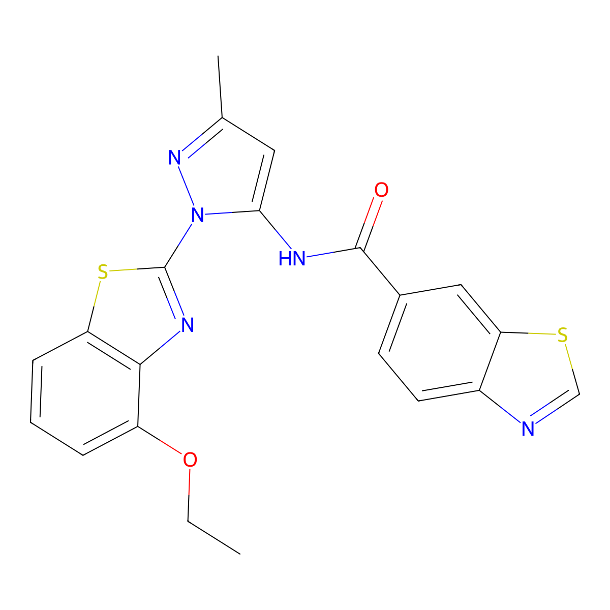 N-(1-(4-ethoxybenzo[d]thiazol-2-yl)-3-methyl-1H-pyrazol-5-yl)benzo[d]thiazole-6-carboxamide molecular structure, CAS 1171980-28-1