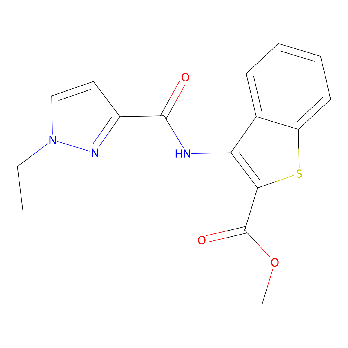 methyl 3-(1-ethyl-1H-pyrazole-3-carboxamido)benzo[b]thiophene-2-carboxylate molecular structure, CAS 1171982-73-2