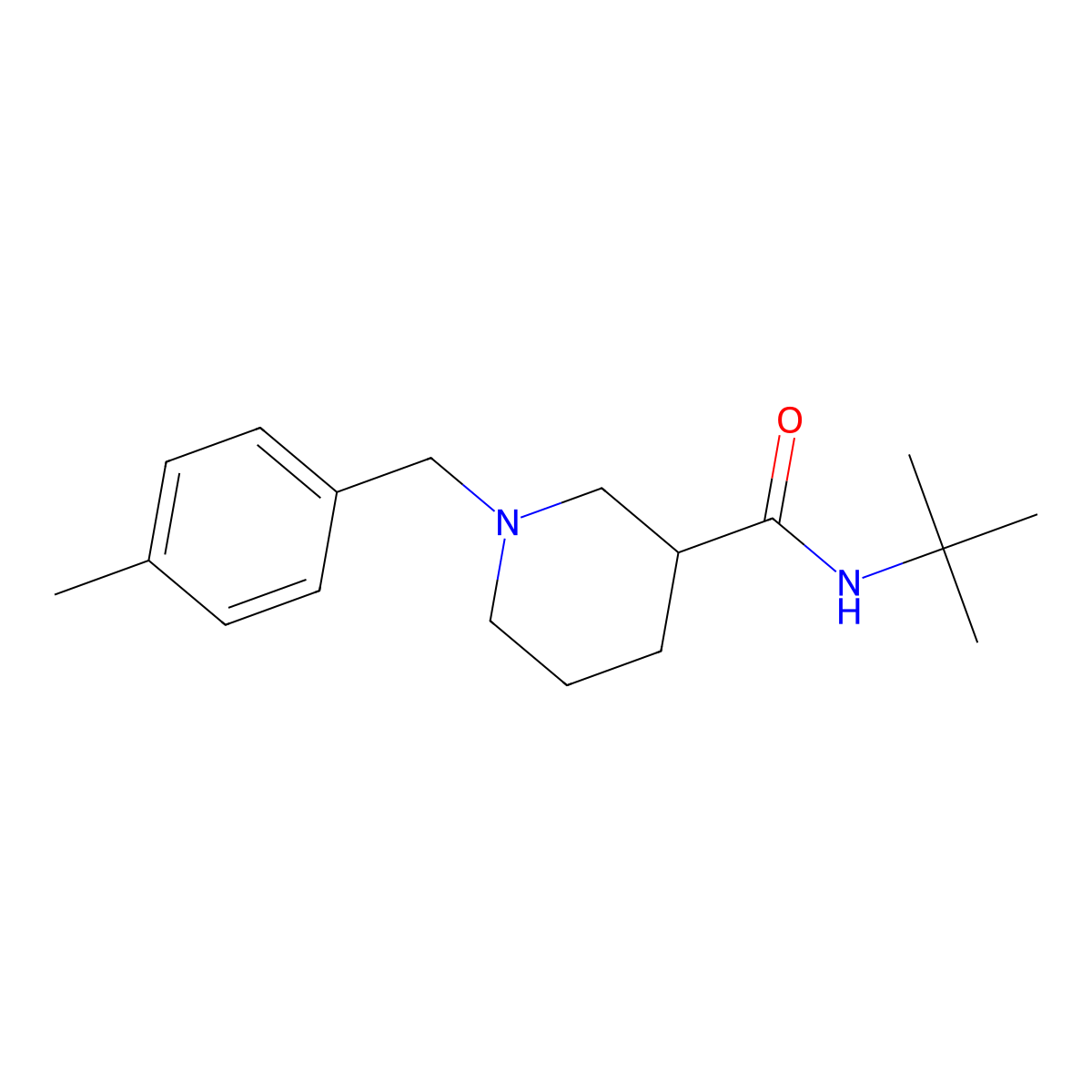 N-tert-butyl-1-[(4-methylphenyl)methyl]piperidine-3-carboxamide molecular structure, CAS 1171985-83-3