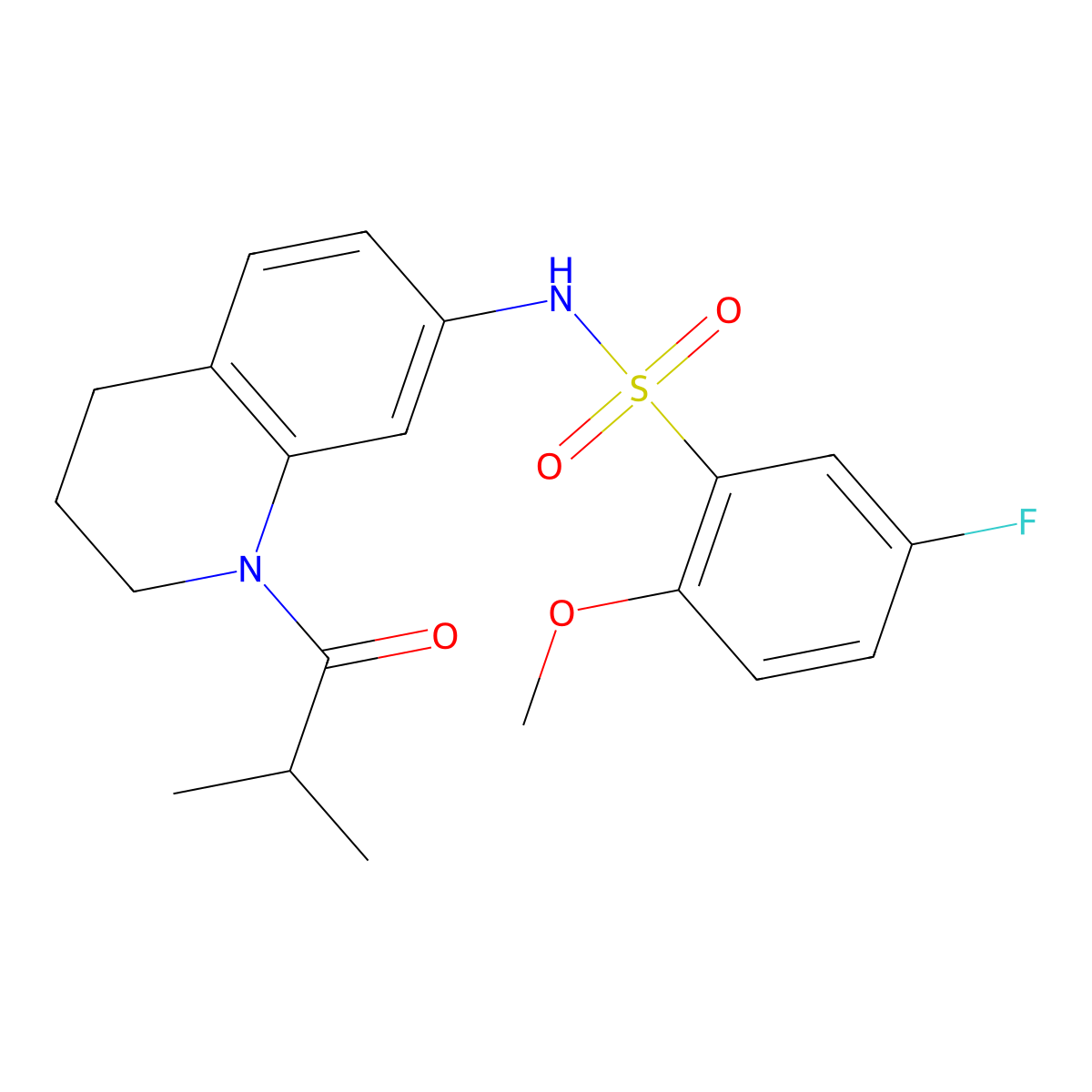 5-fluoro-2-methoxy-N-[1-(2-methylpropanoyl)-3,4-dihydro-2H-quinolin-7-yl]benzenesulfonamide molecular structure, CAS 1171987-03-3