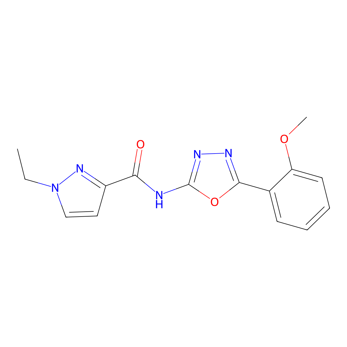 1-ethyl-N-(5-(2-methoxyphenyl)-1,3,4-oxadiazol-2-yl)-1H-pyrazole-3-carboxamide molecular structure, CAS 1171987-35-1