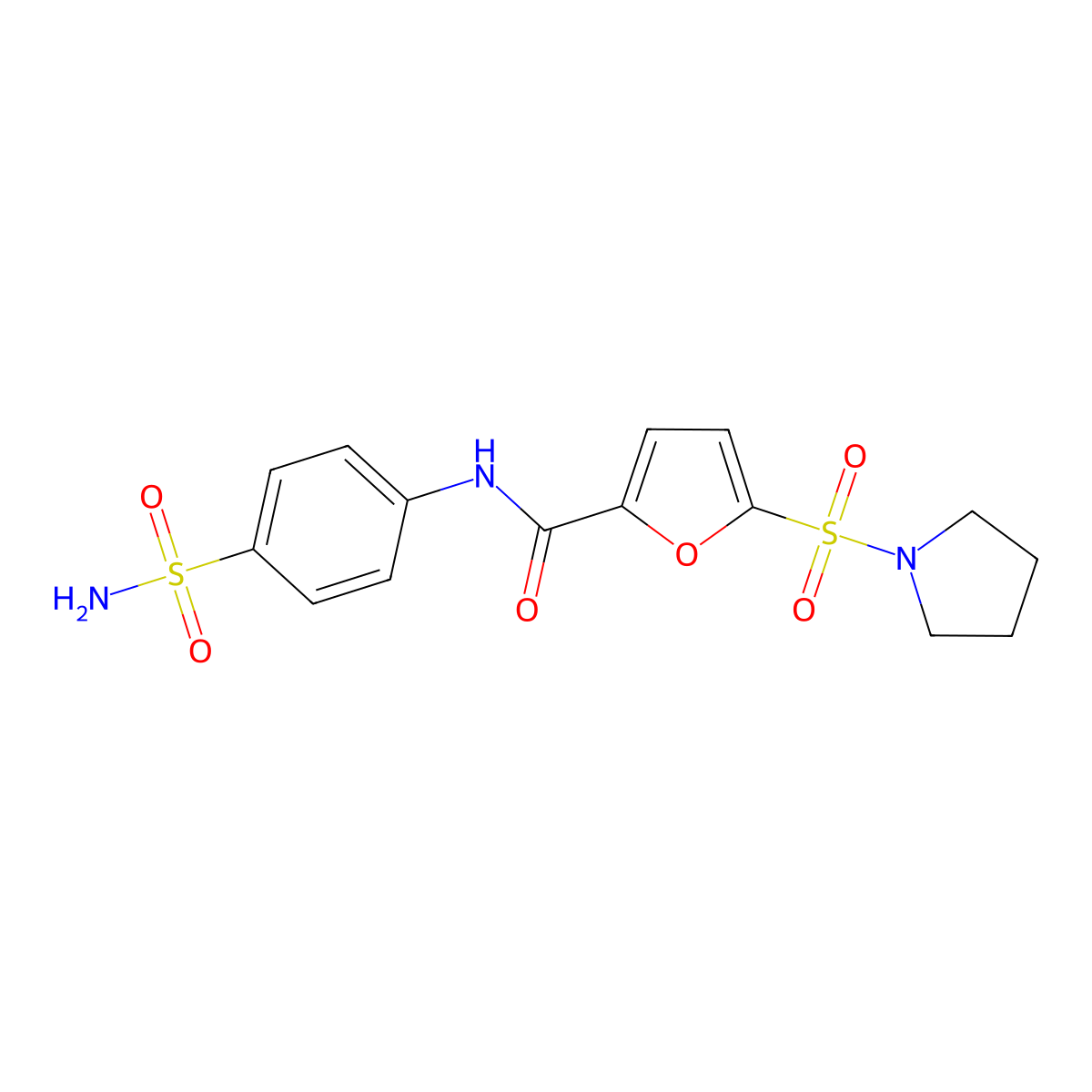 5-(pyrrolidin-1-ylsulfonyl)-N-(4-sulfamoylphenyl)furan-2-carboxamide molecular structure, CAS 1171990-34-3