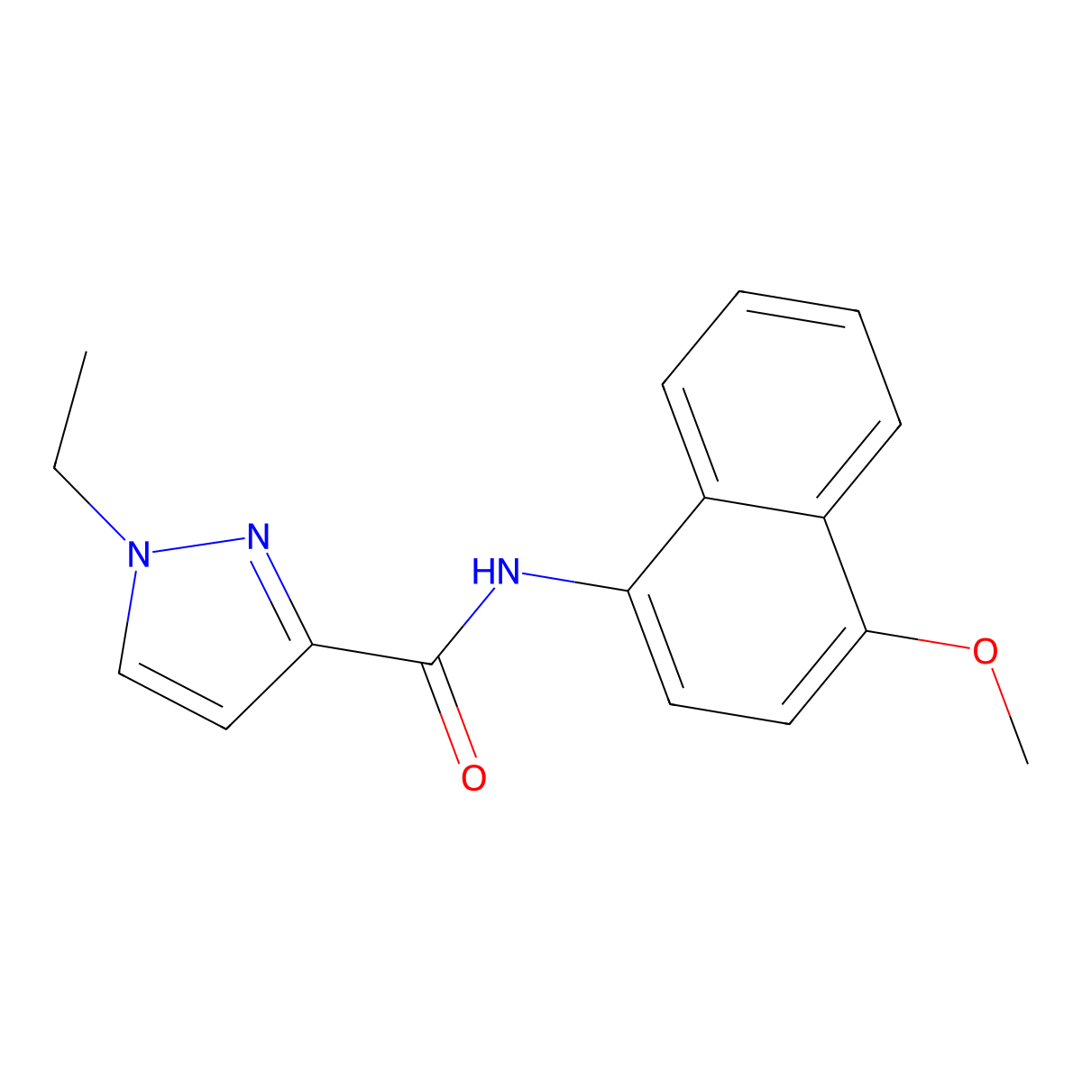 1-ethyl-N-(4-methoxynaphthalen-1-yl)-1H-pyrazole-3-carboxamide molecular structure, CAS 1171992-04-3