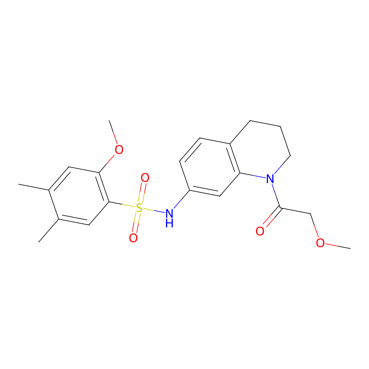 2-methoxy-N-(1-(2-methoxyacetyl)-1,2,3,4-tetrahydroquinolin-7-yl)-4,5-dimethylbenzenesulfonamide molecular structure, CAS 1171992-85-0