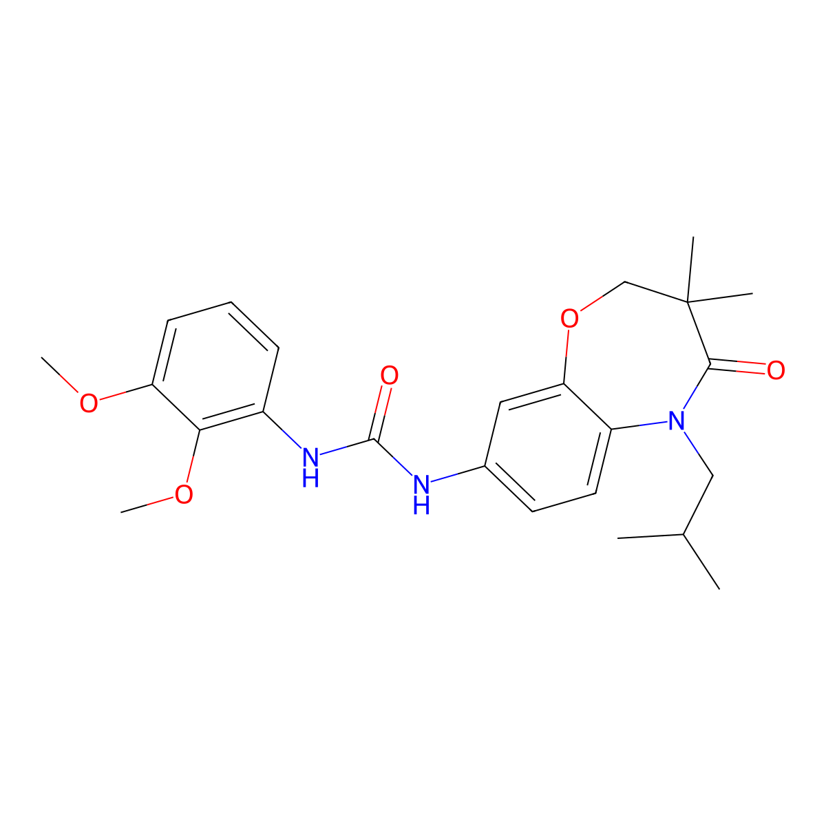 1-(2,3-Dimethoxyphenyl)-3-(5-isobutyl-3,3-dimethyl-4-oxo-2,3,4,5-tetrahydrobenzo[b][1,4]oxazepin-8-yl)urea molecular structure, CAS 1171993-82-0