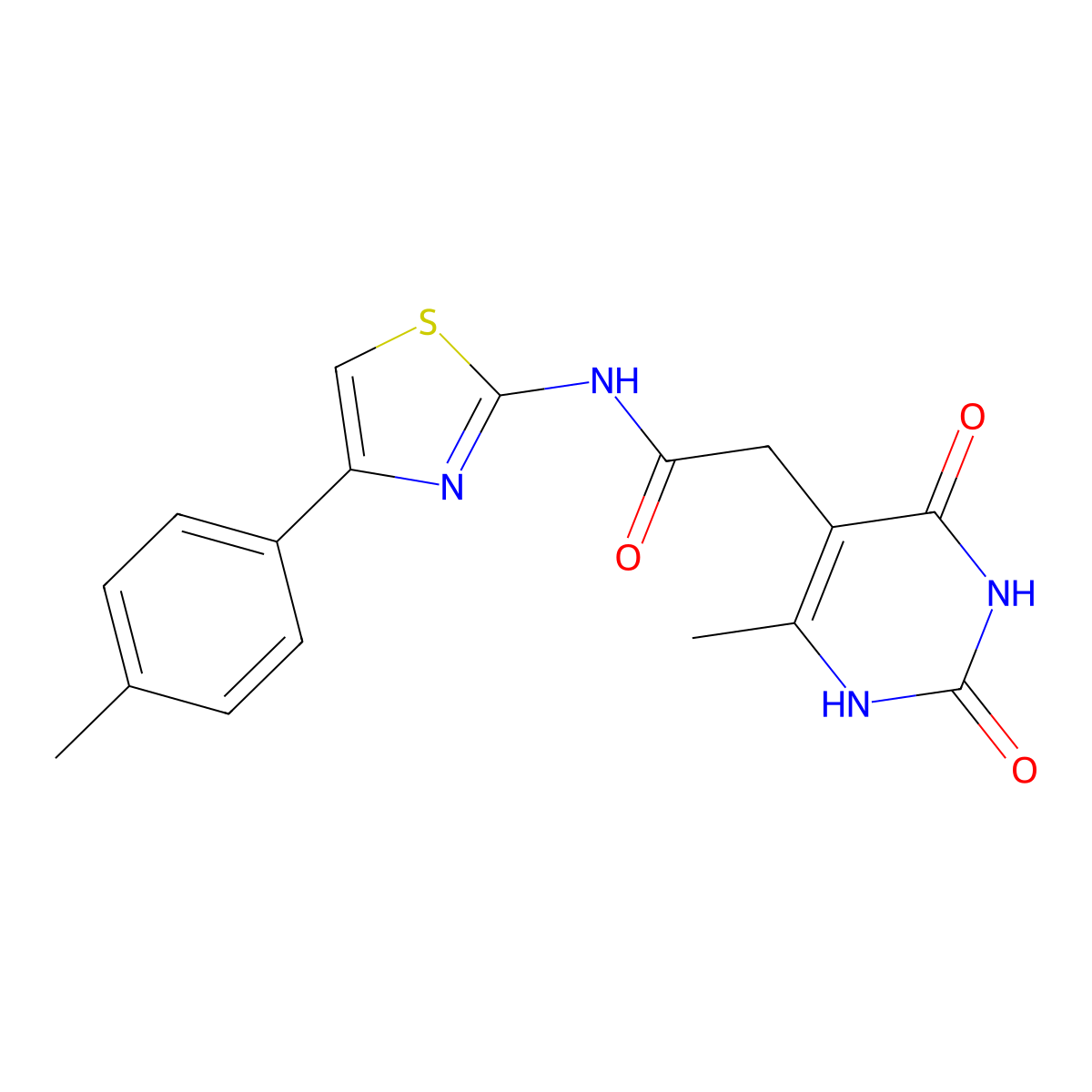 2-(6-methyl-2,4-dioxo-1,2,3,4-tetrahydropyrimidin-5-yl)-N-[4-(4-methylphenyl)-1,3-thiazol-2-yl]acetamide molecular structure, CAS 1171995-90-6