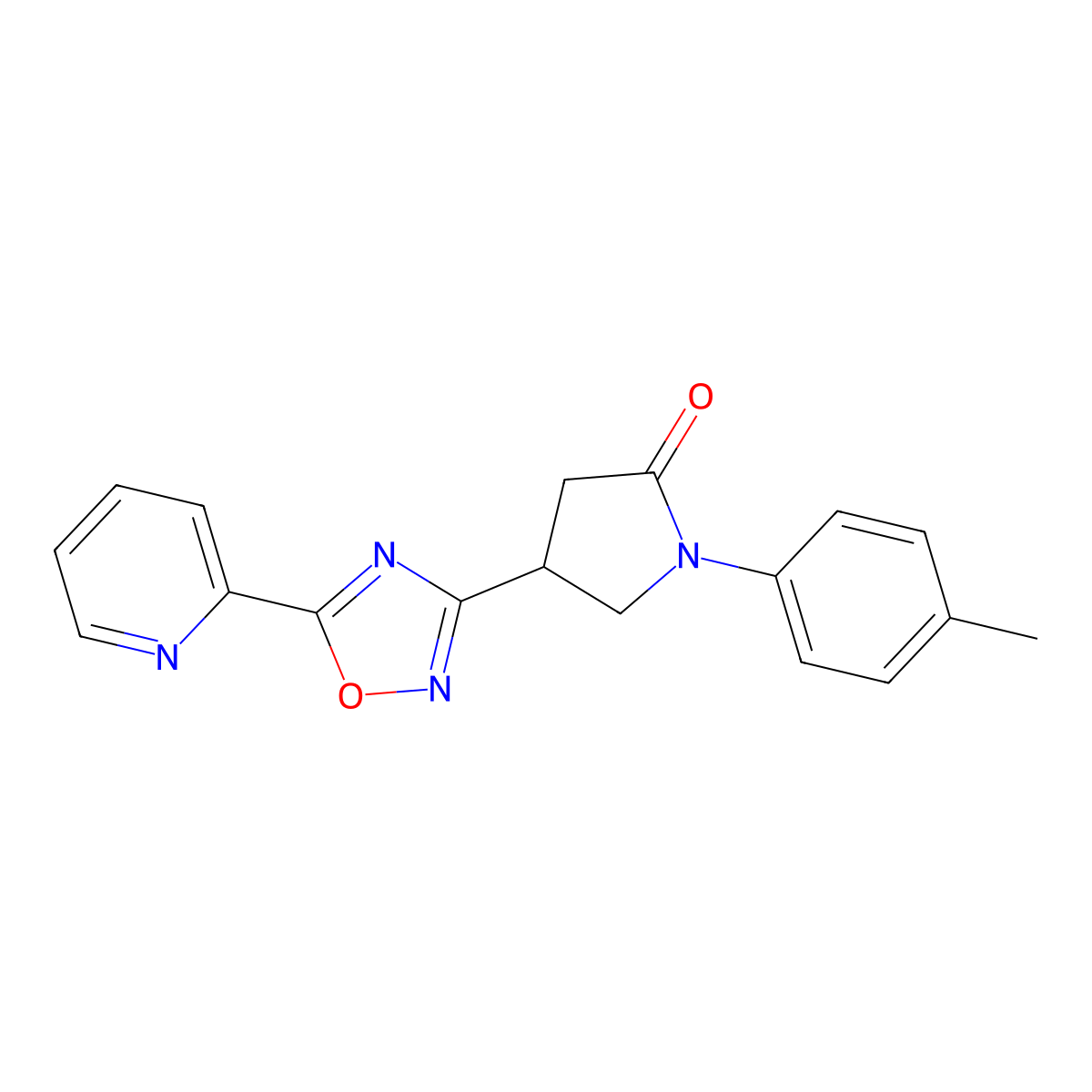 1-(4-Methylphenyl)-4-[5-(2-pyridyl)-1,2,4-oxadiazol-3-yl]-2-pyrrolidinone molecular structure, CAS 1171996-83-0