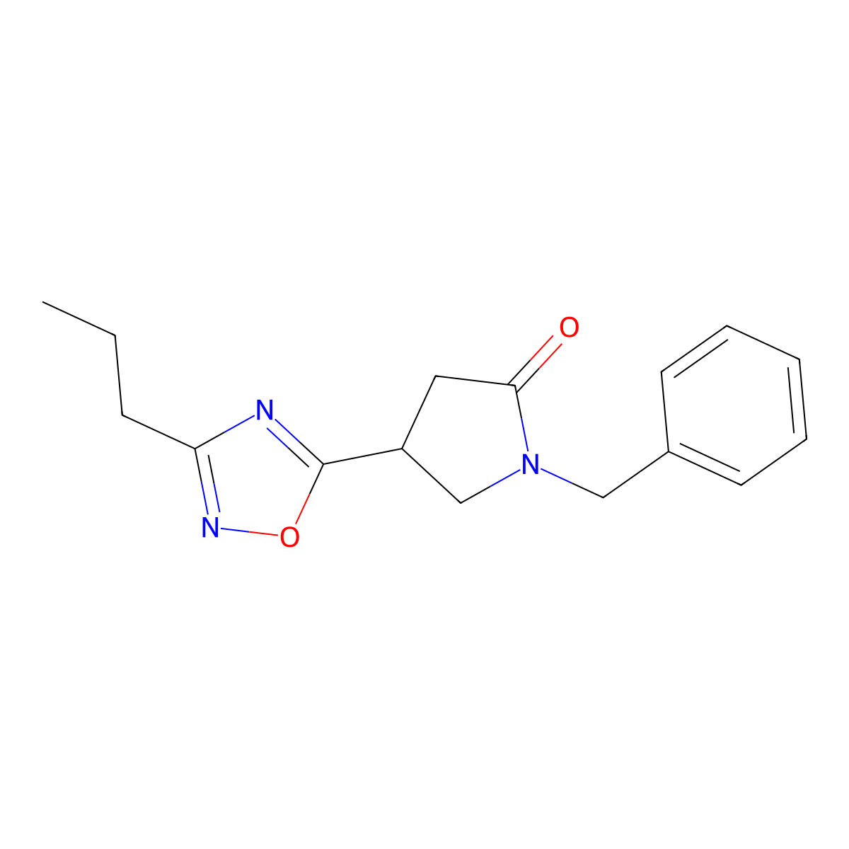 1-Benzyl-4-(3-propyl-1,2,4-oxadiazol-5-yl)pyrrolidin-2-one molecular structure, CAS 1171998-14-3