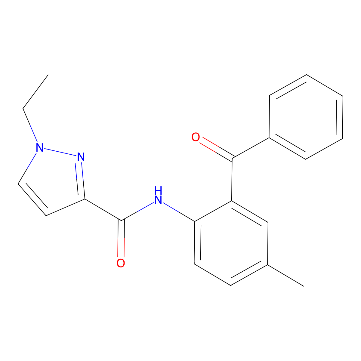 N-(2-benzoyl-4-methylphenyl)-1-ethyl-1H-pyrazole-3-carboxamide molecular structure, CAS 1171999-41-9