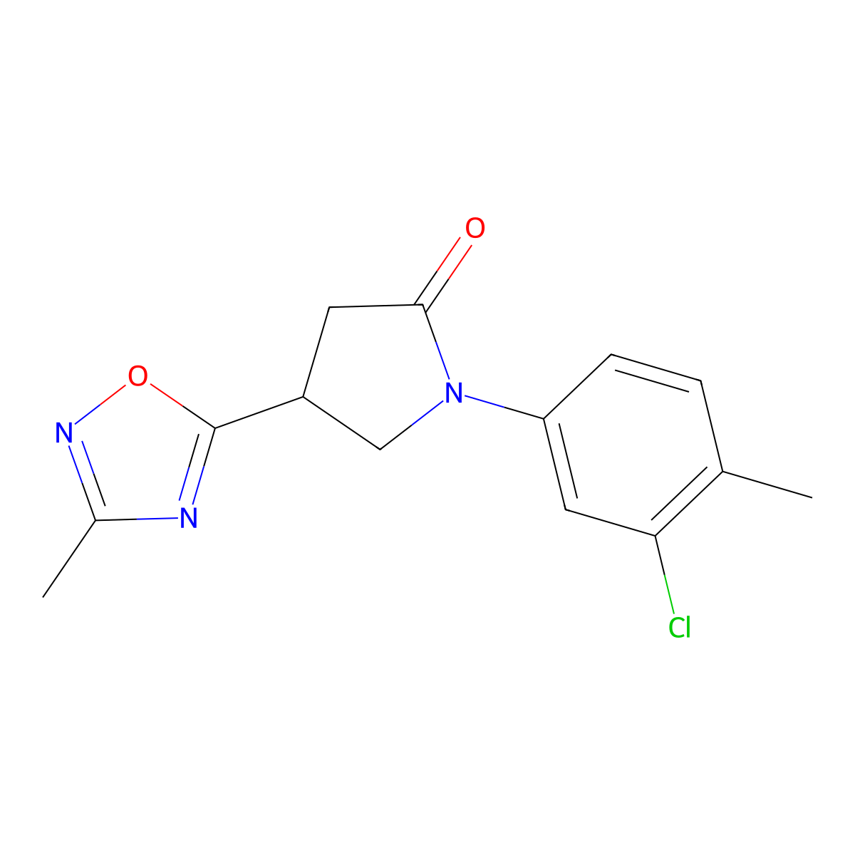 1-(3-Chloro-4-methylphenyl)-4-(3-methyl-1,2,4-oxadiazol-5-yl)pyrrolidin-2-one molecular structure, CAS 1172000-35-9