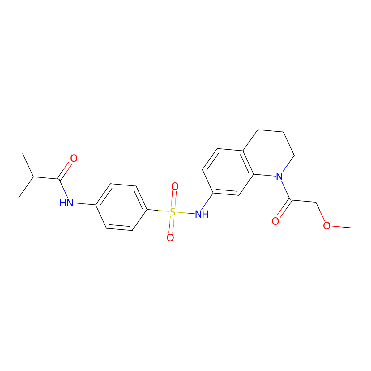 N-(4-(N-(1-(2-methoxyacetyl)-1,2,3,4-tetrahydroquinolin-7-yl)sulfamoyl)phenyl)isobutyramide molecular structure, CAS 1172004-63-5