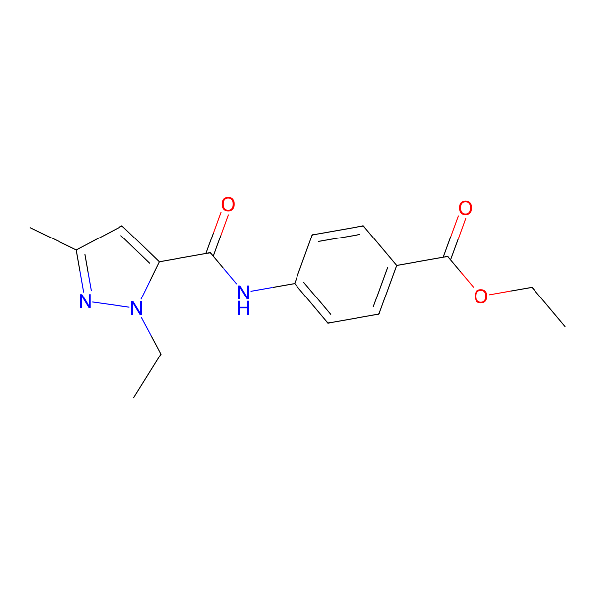 ethyl 4-(1-ethyl-3-methyl-1H-pyrazole-5-amido)benzoate molecular structure, CAS 1172005-23-0