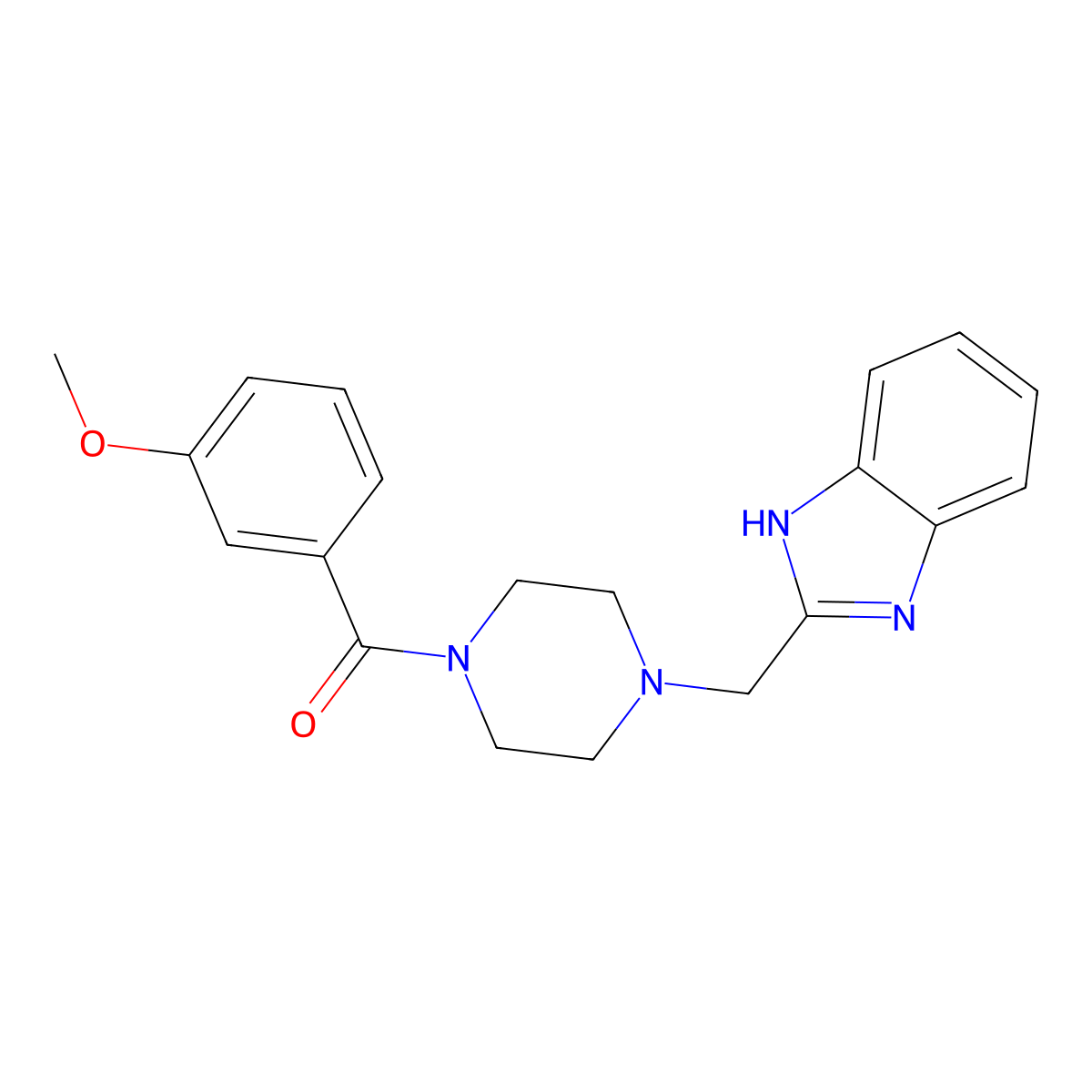 (4-((1H-benzo[d]imidazol-2-yl)methyl)piperazin-1-yl)(3-methoxyphenyl)methanone molecular structure, CAS 1172009-35-6