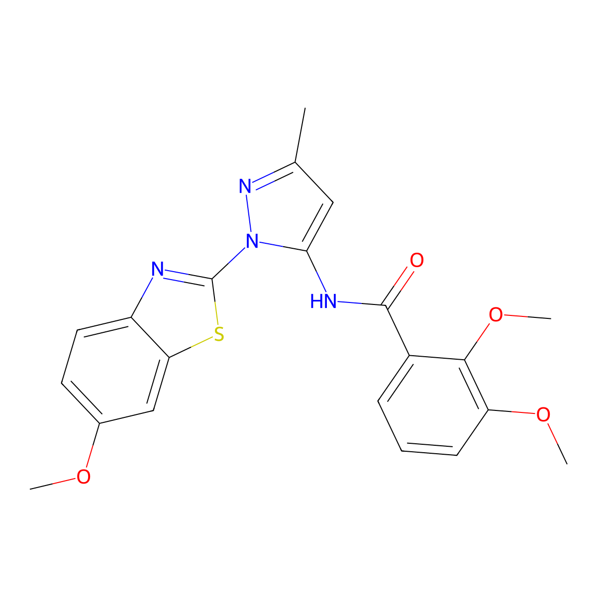 2,3-dimethoxy-N-(1-(6-methoxybenzo[d]thiazol-2-yl)-3-methyl-1H-pyrazol-5-yl)benzamide molecular structure, CAS 1172012-36-0