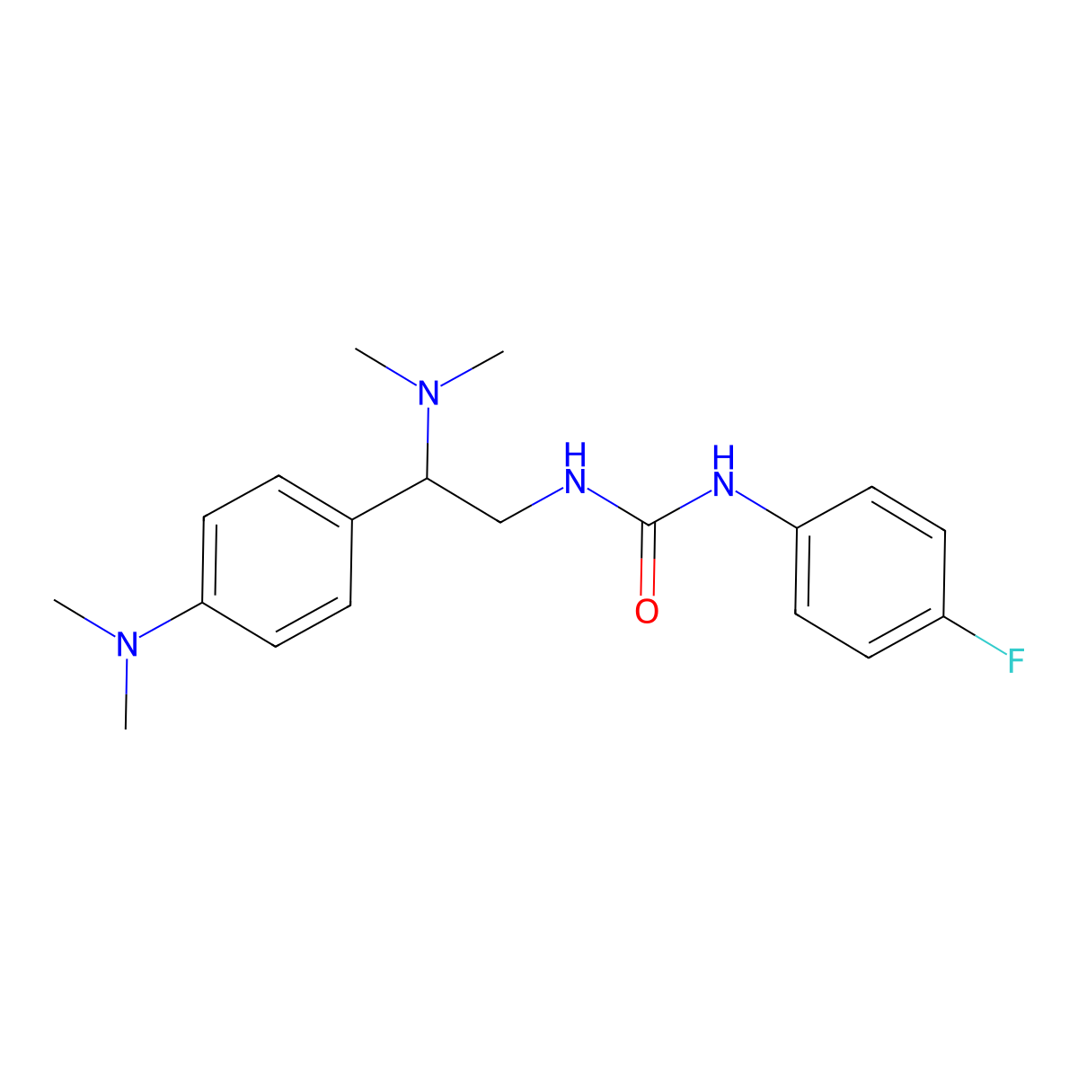 1-(2-(Dimethylamino)-2-(4-(dimethylamino)phenyl)ethyl)-3-(4-fluorophenyl)urea molecular structure, CAS 1172012-67-7