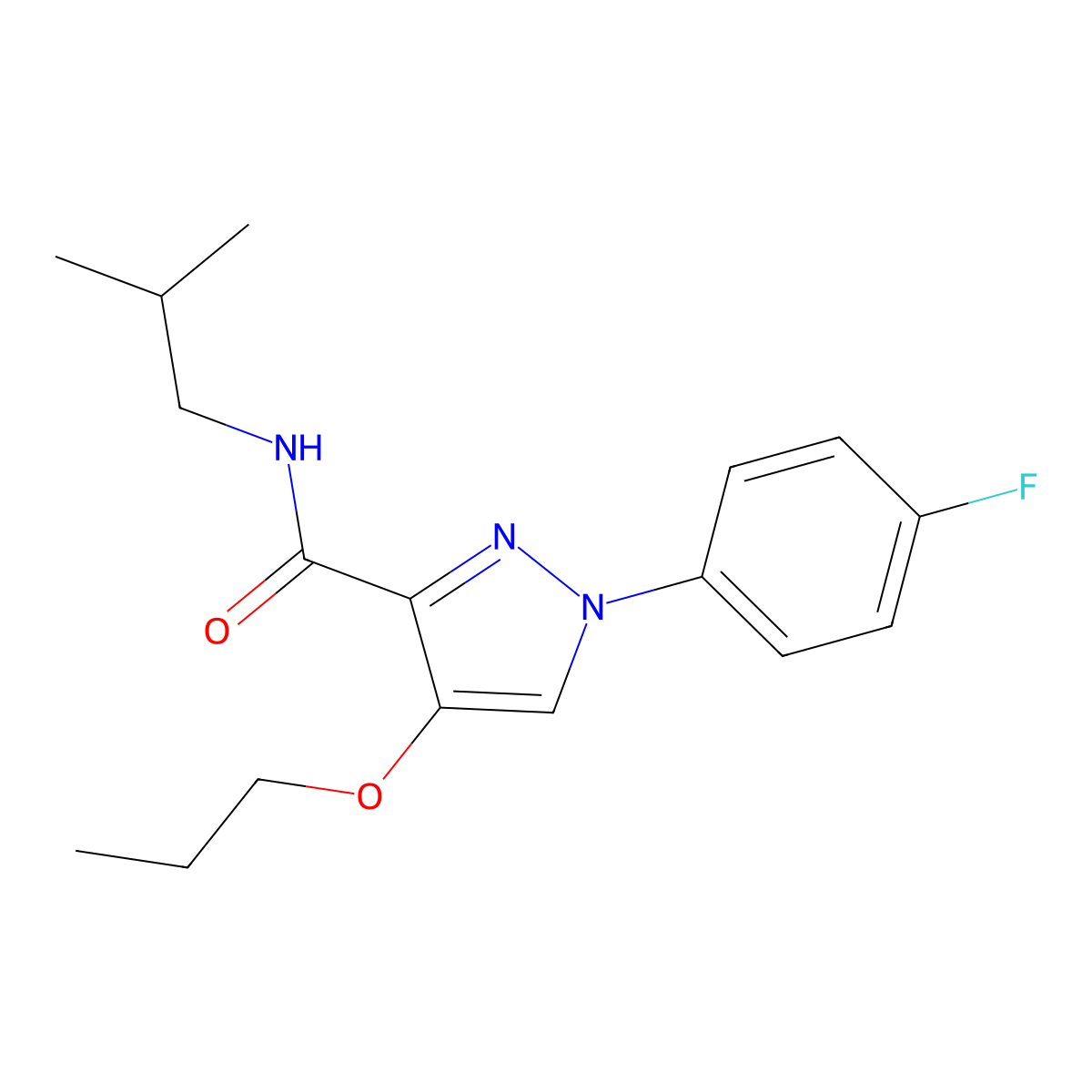 1-(4-fluorophenyl)-N-isobutyl-4-propoxy-1H-pyrazole-3-carboxamide molecular structure, CAS 1172014-06-0