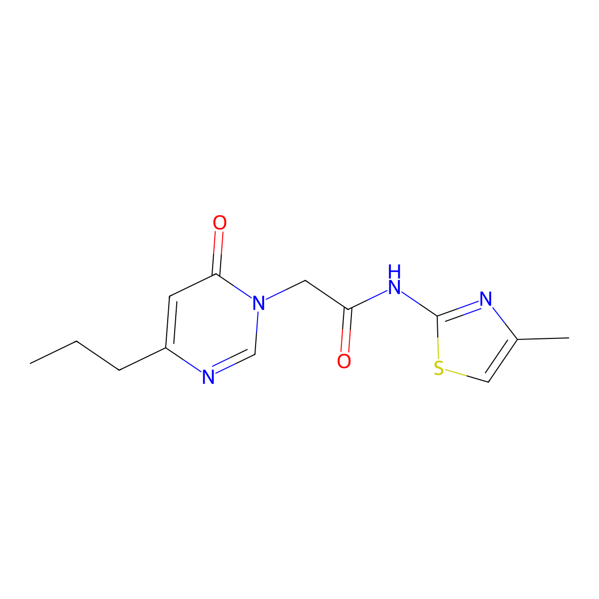 N-(4-methylthiazol-2-yl)-2-(6-oxo-4-propylpyrimidin-1(6H)-yl)acetamide molecular structure, CAS 1172014-45-7
