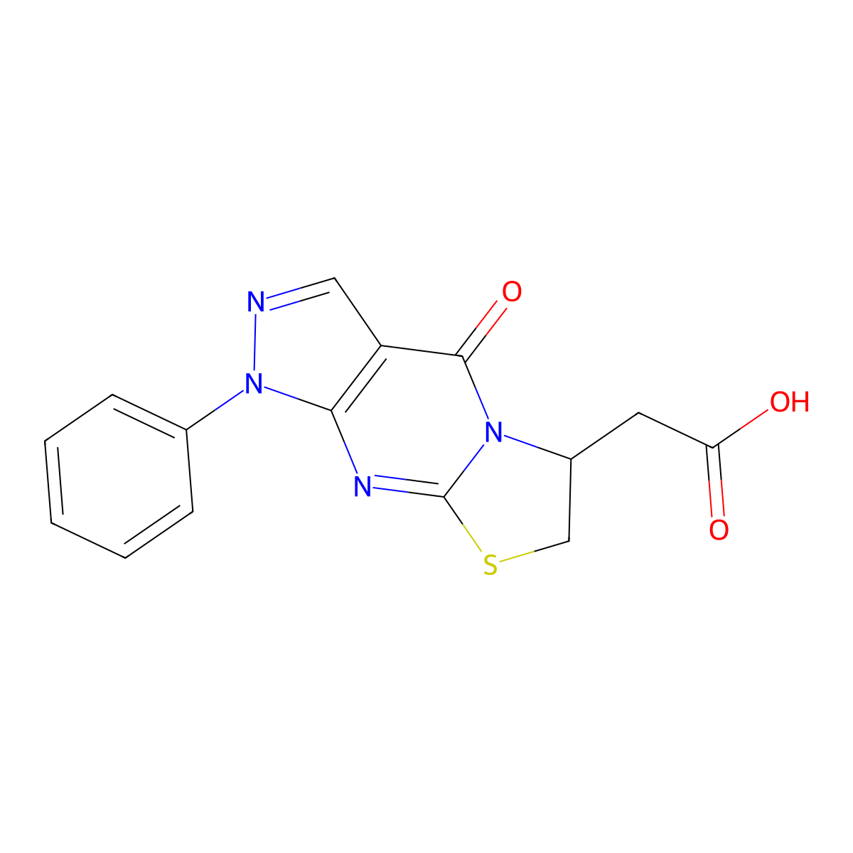 2-(4-Oxo-1-phenyl-1,4,6,7-tetrahydropyrazolo[3,4-d]thiazolo[3,2-a]pyrimidin-6-yl)acetic acid molecular structure, CAS 1172015-12-1