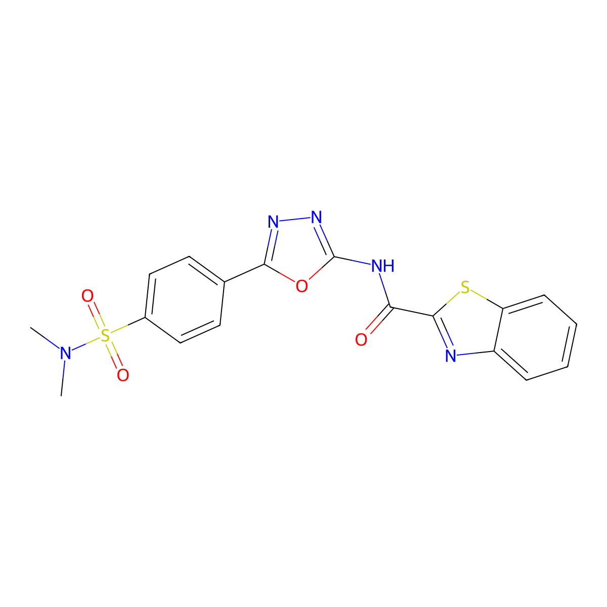 N-(5-(4-(N,N-dimethylsulfamoyl)phenyl)-1,3,4-oxadiazol-2-yl)benzo[d]thiazole-2-carboxamide molecular structure, CAS 1172016-87-3