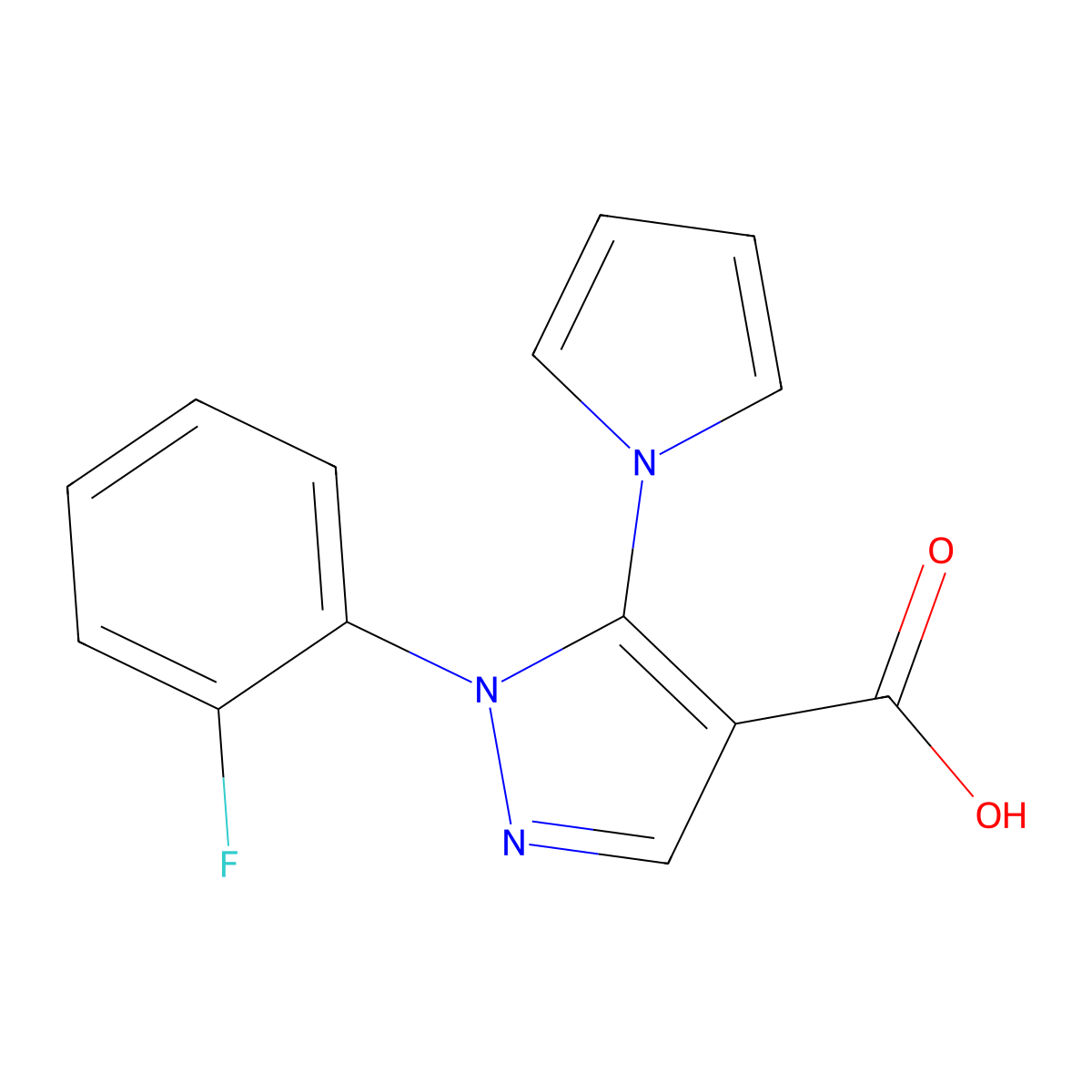 1-(2-fluorophenyl)-5-(1H-pyrrol-1-yl)-1H-pyrazole-4-carboxylic acid molecular structure, CAS 1172017-52-5