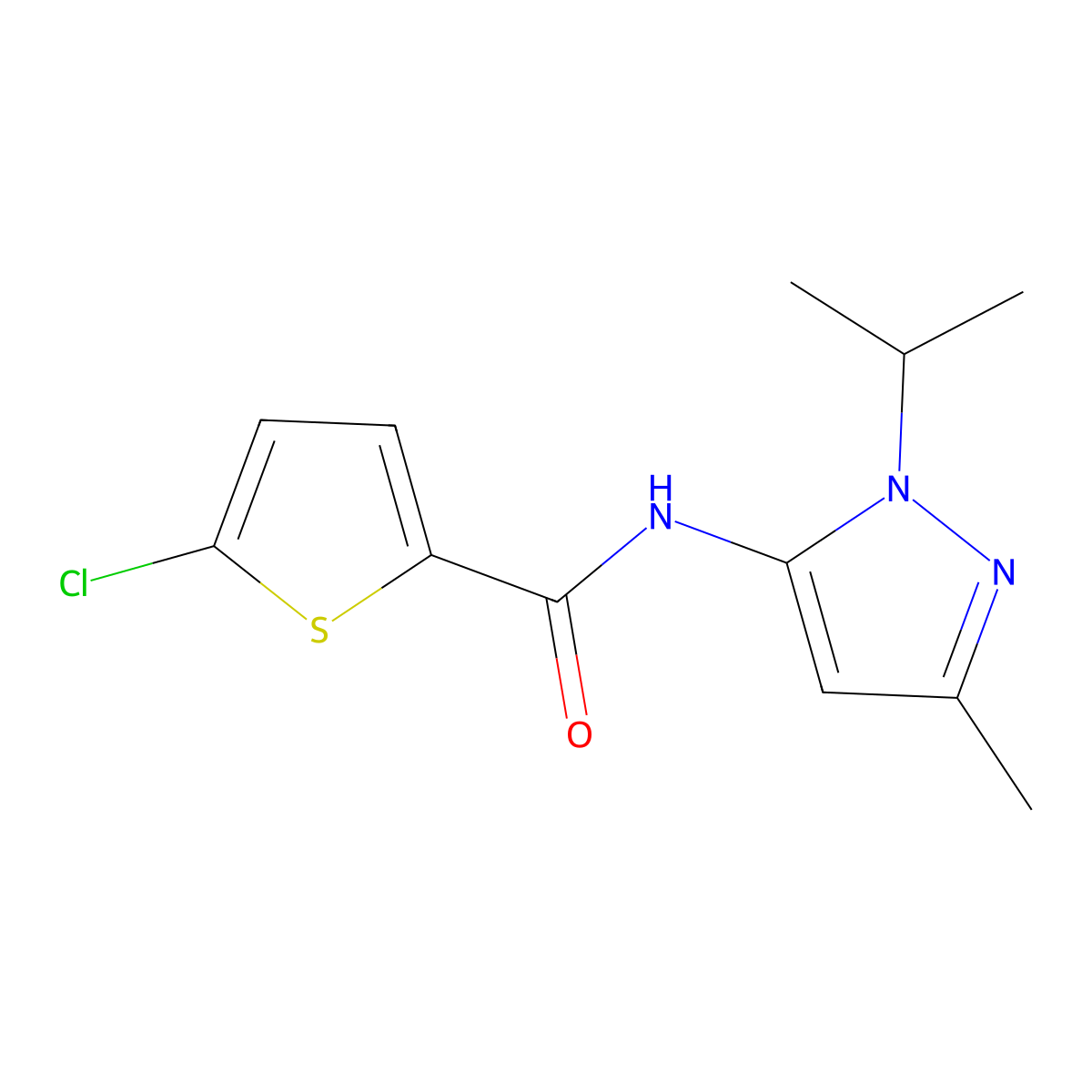 5-chloro-N-(1-isopropyl-3-methyl-1H-pyrazol-5-yl)thiophene-2-carboxamide molecular structure, CAS 1172018-28-8