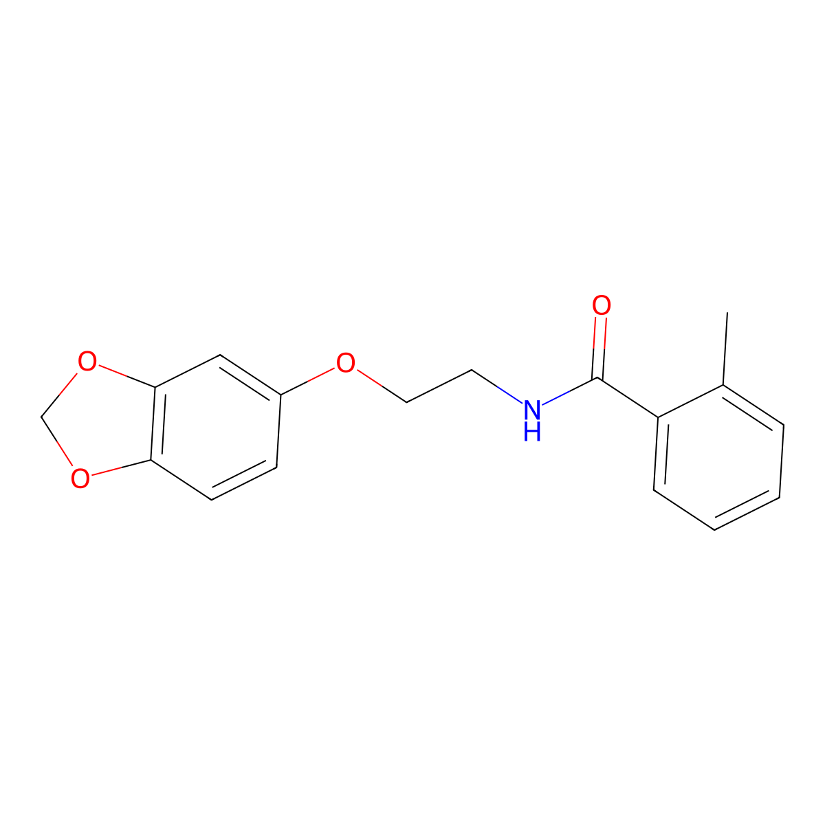 N-(2-(benzo[d][1,3]dioxol-5-yloxy)ethyl)-2-methylbenzamide molecular structure, CAS 1172018-69-7