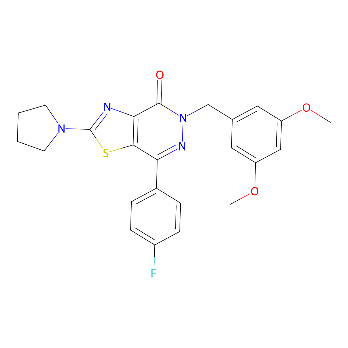 5-(3,5-dimethoxybenzyl)-7-(4-fluorophenyl)-2-(pyrrolidin-1-yl)thiazolo[4,5-d]pyridazin-4(5H)-one molecular structure, CAS 1172020-16-4