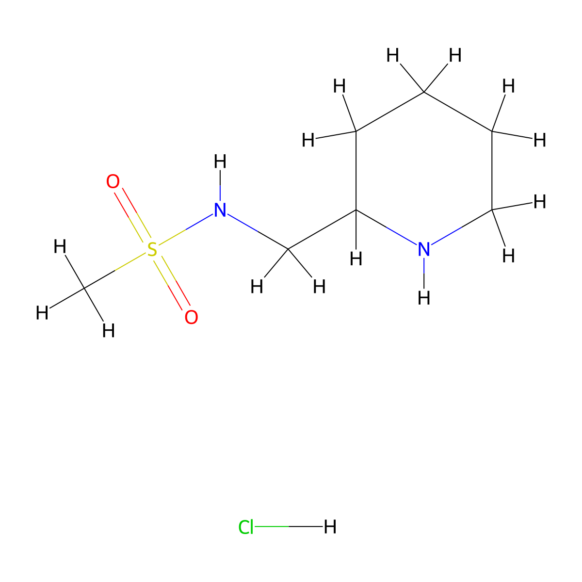 N-(piperidin-2-ylmethyl)methanesulfonamide hydrochloride molecular structure, CAS 1172020-47-1