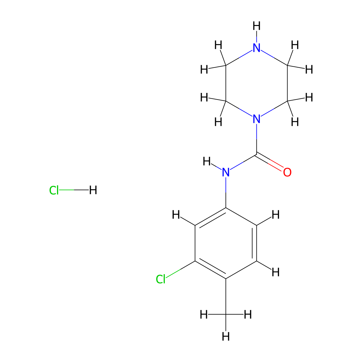 N-(3-chloro-4-methylphenyl)piperazine-1-carboxamide hydrochloride molecular structure, CAS 1172020-52-8