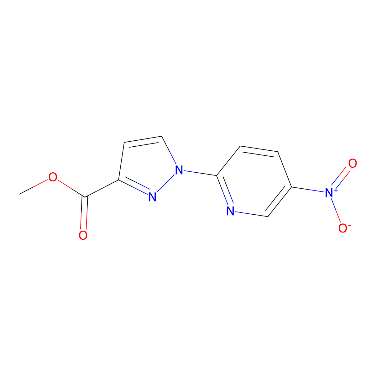 methyl 1-(5-nitropyridin-2-yl)-1H-pyrazole-3-carboxylate molecular structure, CAS 1172021-95-2