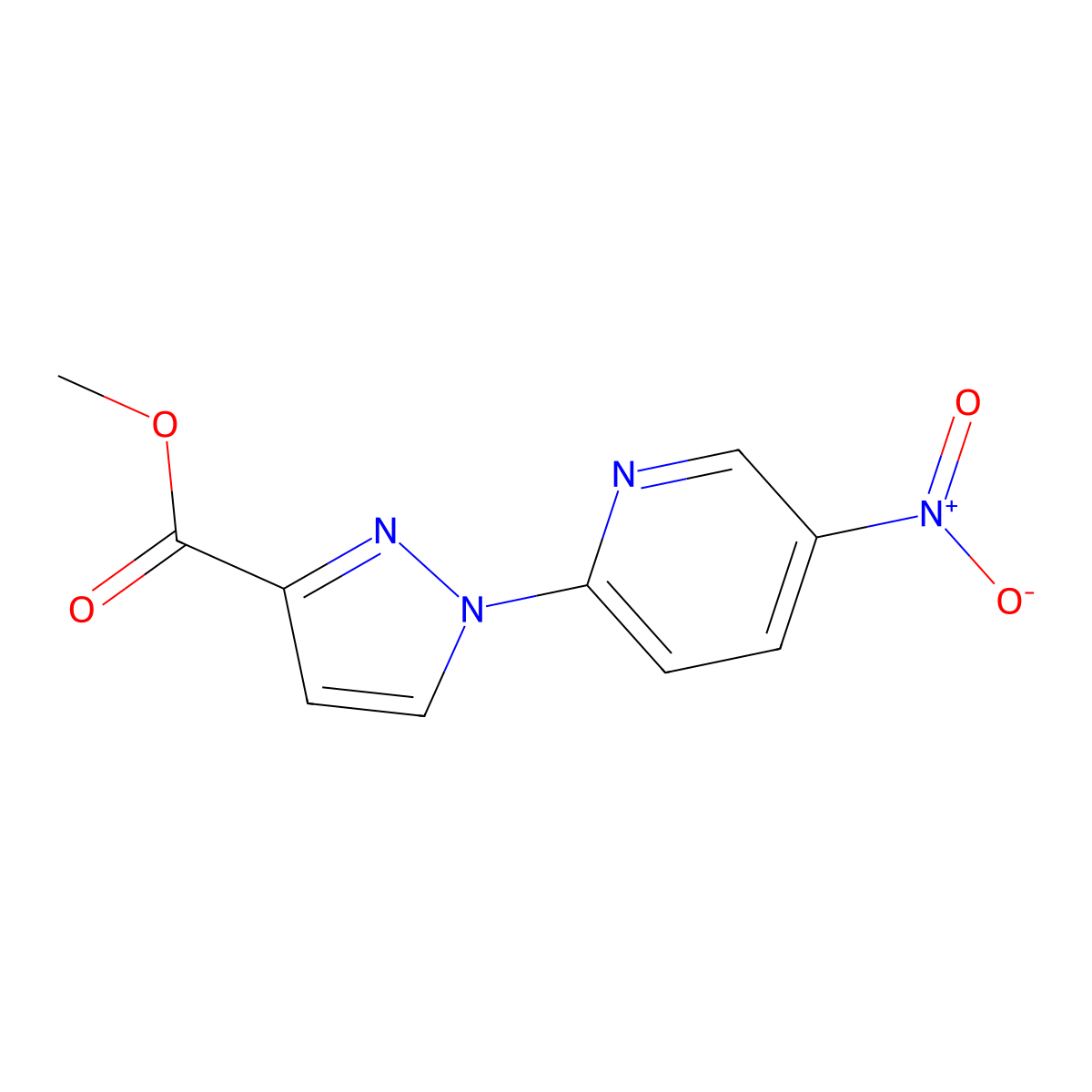 methyl 1-(5-nitropyridin-2-yl)-1H-pyrazole-3-carboxylate molecular structure, CAS 1172021-95-2