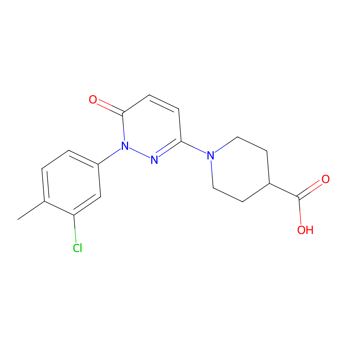 1-[1-(3-Chloro-4-methylphenyl)-6-oxo-1,6-dihydropyridazin-3-yl]piperidine-4-carboxylic acid molecular structure, CAS 1172024-16-6