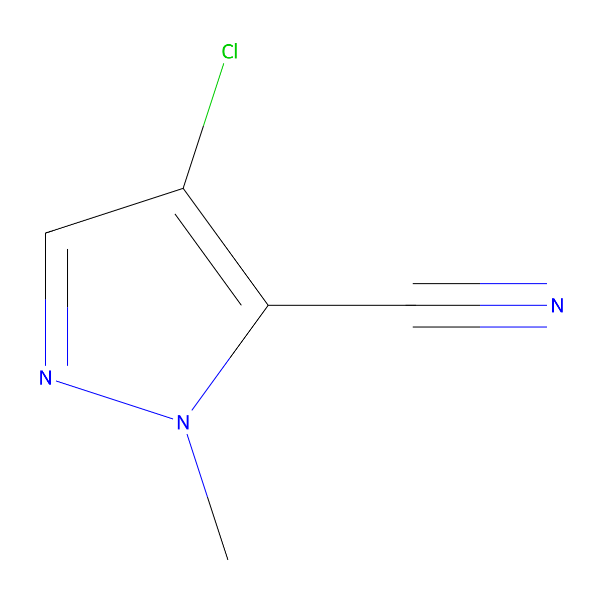 4-chloro-1-methyl-1H-pyrazole-5-carbonitrile molecular structure, CAS 1172024-69-9