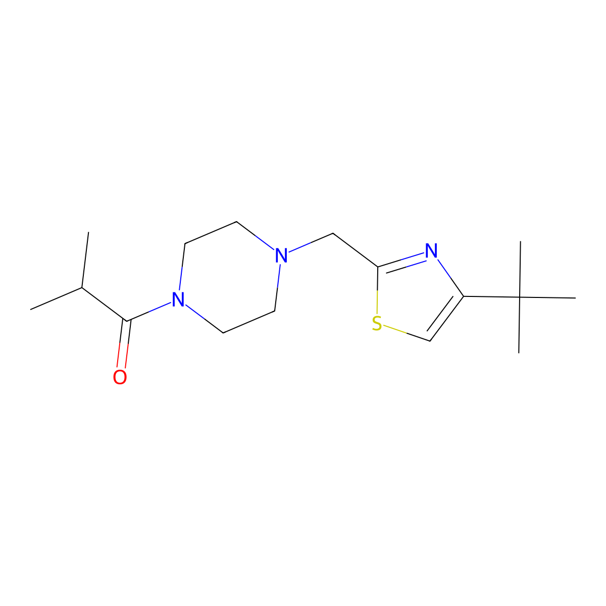 1-(4-((4-(Tert-butyl)thiazol-2-yl)methyl)piperazin-1-yl)-2-methylpropan-1-one molecular structure, CAS 1172031-78-5