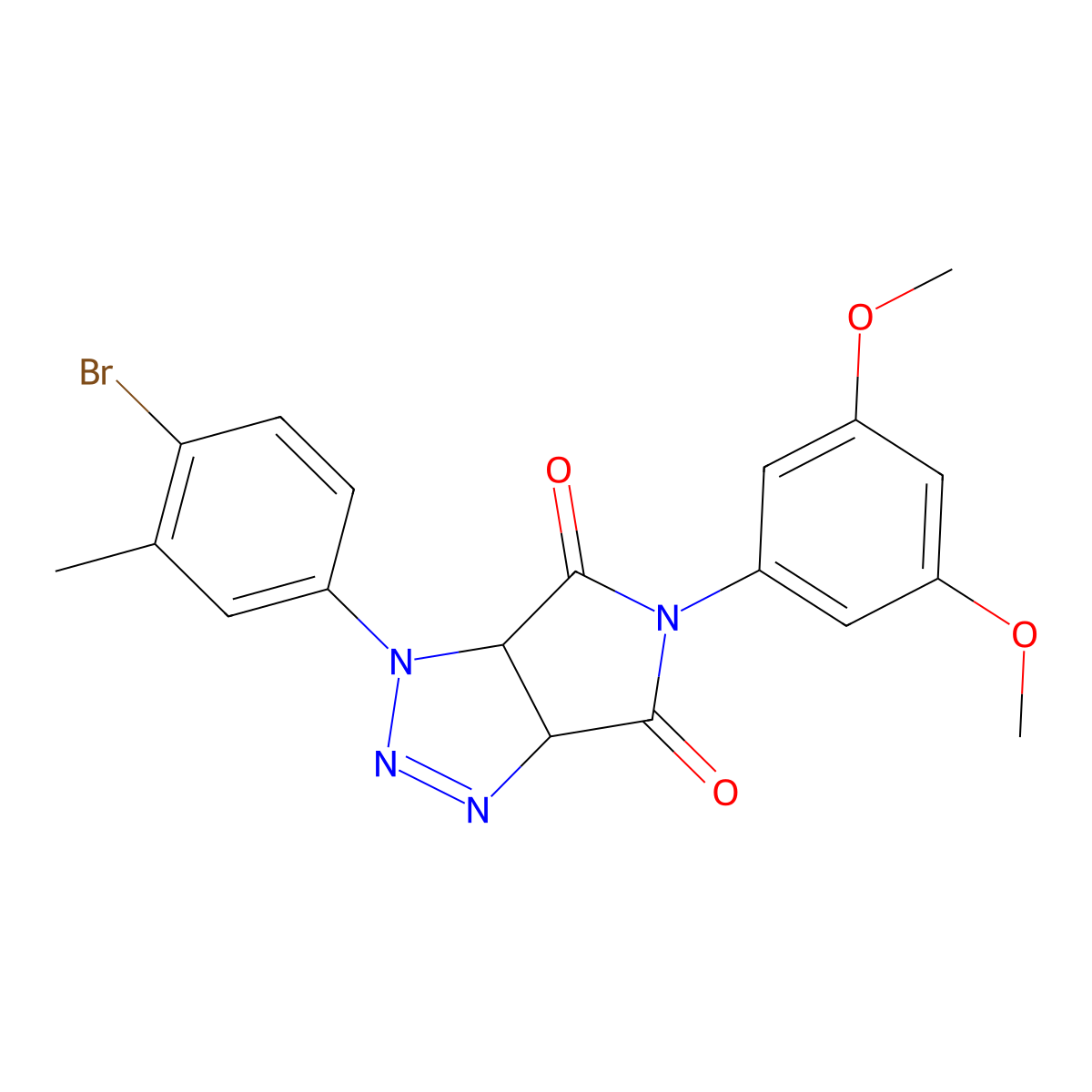 1-(4-bromo-3-methylphenyl)-5-(3,5-dimethoxyphenyl)-1H,3aH,4H,5H,6H,6aH-pyrrolo[3,4-d][1,2,3]triazole-4,6-dione molecular structure, CAS 1172031-89-8