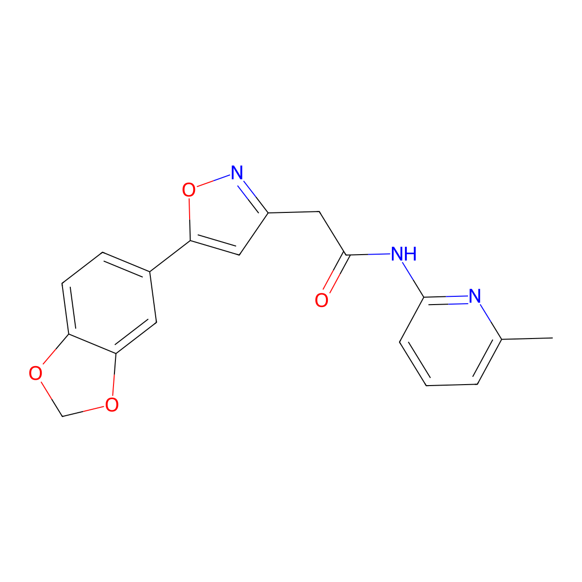 2-(5-(benzo[d][1,3]dioxol-5-yl)isoxazol-3-yl)-N-(6-methylpyridin-2-yl)acetamide molecular structure, CAS 1172032-18-6