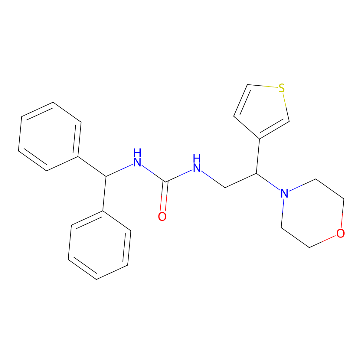 1-Benzhydryl-3-(2-morpholino-2-(thiophen-3-yl)ethyl)urea molecular structure, CAS 1172033-20-3