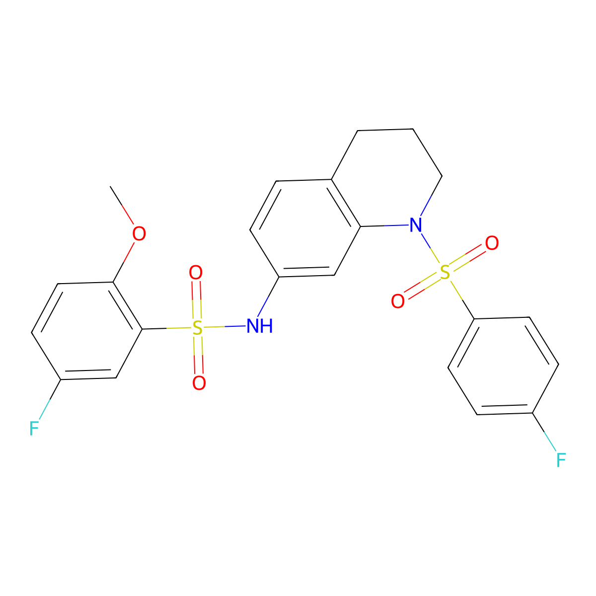 5-fluoro-N-[1-(4-fluorobenzenesulfonyl)-1,2,3,4-tetrahydroquinolin-7-yl]-2-methoxybenzene-1-sulfonamide molecular structure, CAS 1172034-36-4