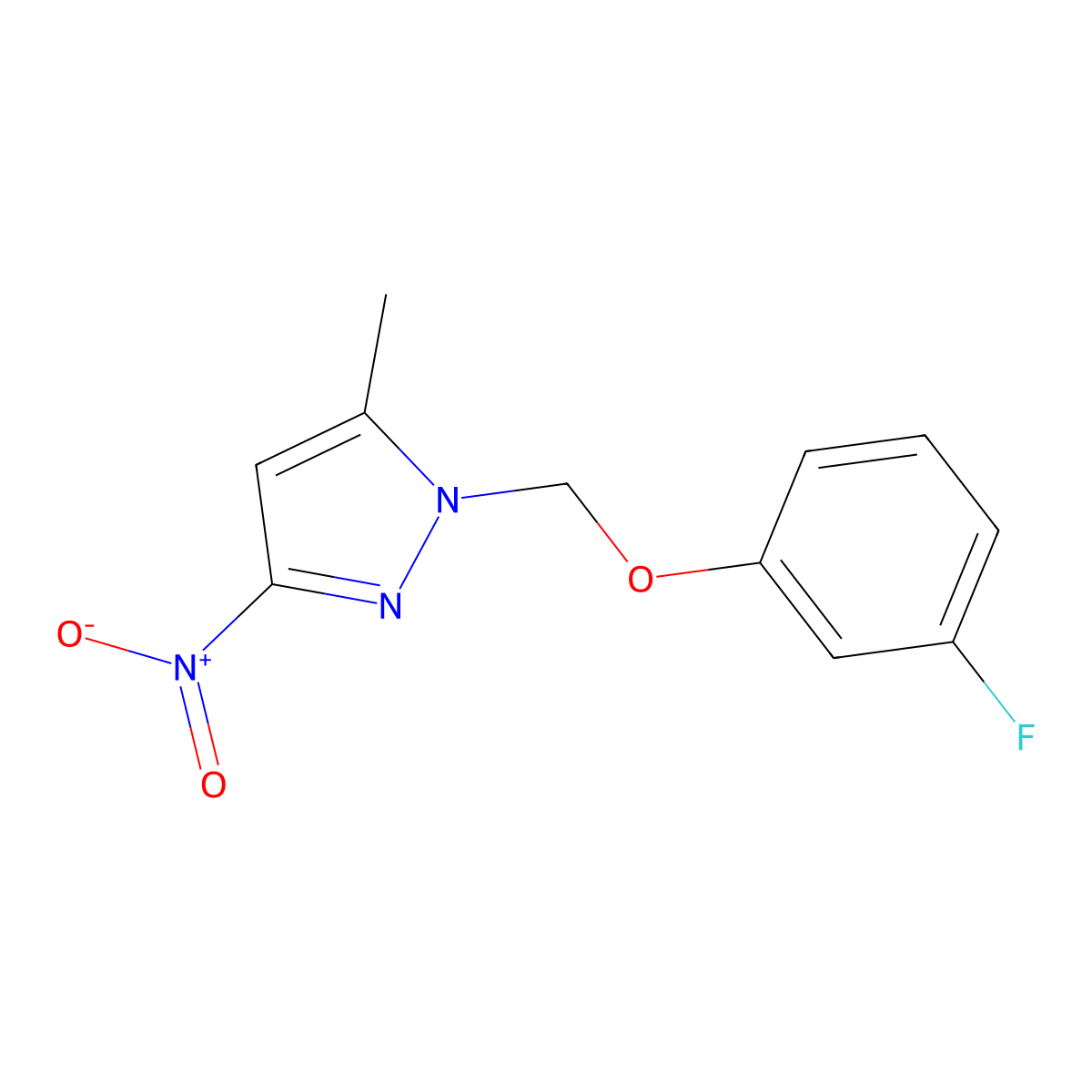 1-((3-Fluorophenoxy)methyl)-5-methyl-3-nitro-1H-pyrazole molecular structure, CAS 1172034-69-3