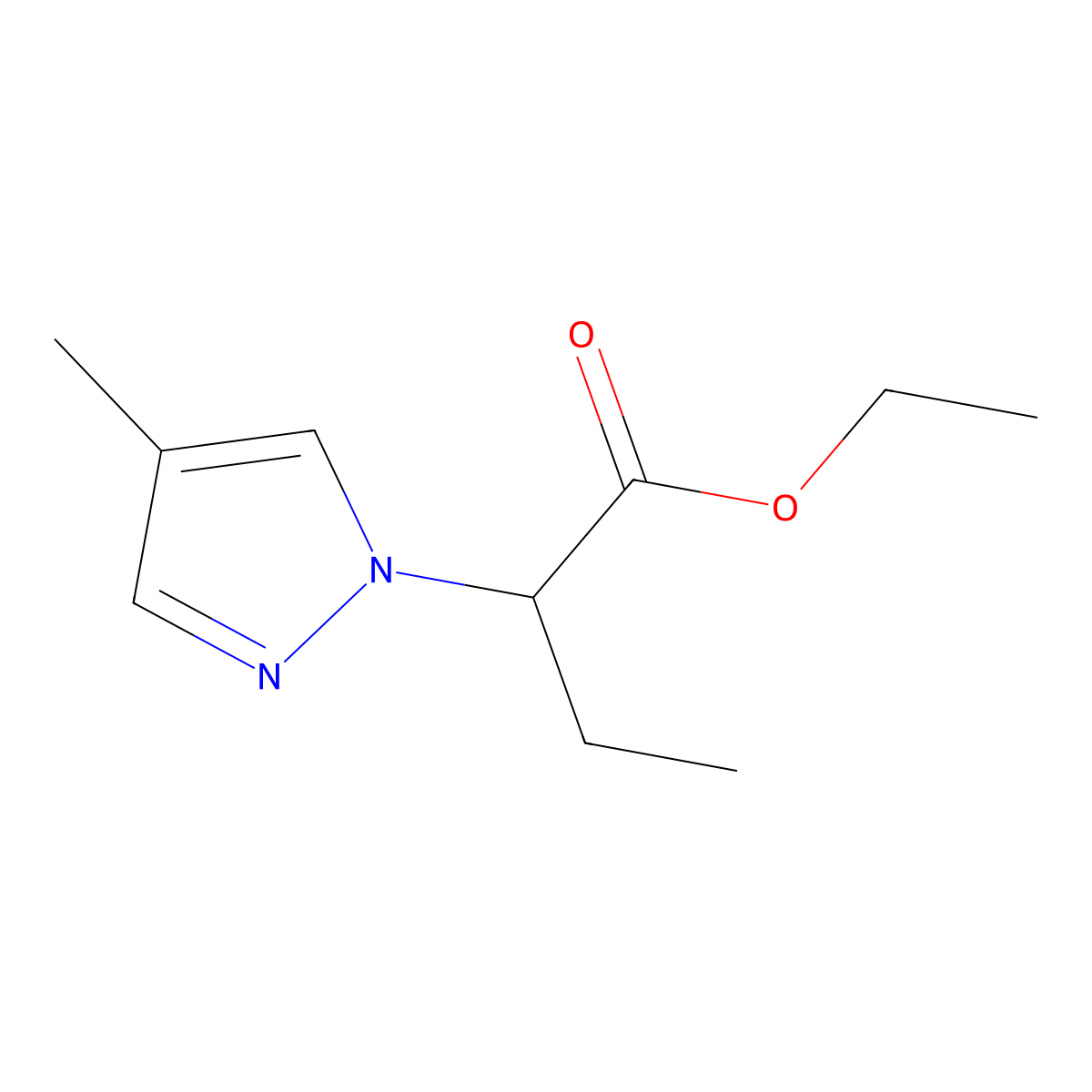 ethyl 2-(4-methyl-1H-pyrazol-1-yl)butanoate molecular structure, CAS 1172037-22-7