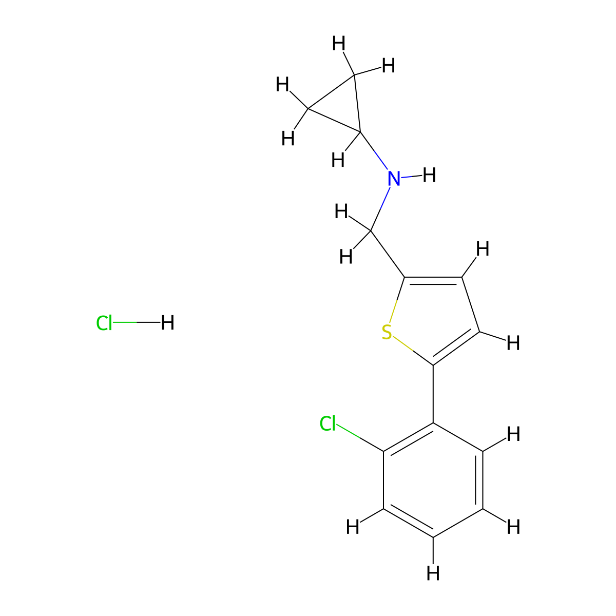 N-{[5-(2-chlorophenyl)thiophen-2-yl]methyl}cyclopropanamine hydrochloride molecular structure, CAS 1172037-94-3